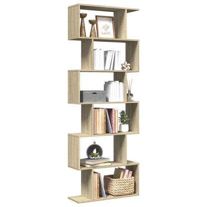 Libreria Divisorio 6 Ripiani Sonoma 70x24x193 cm in Truciolato | homemem39