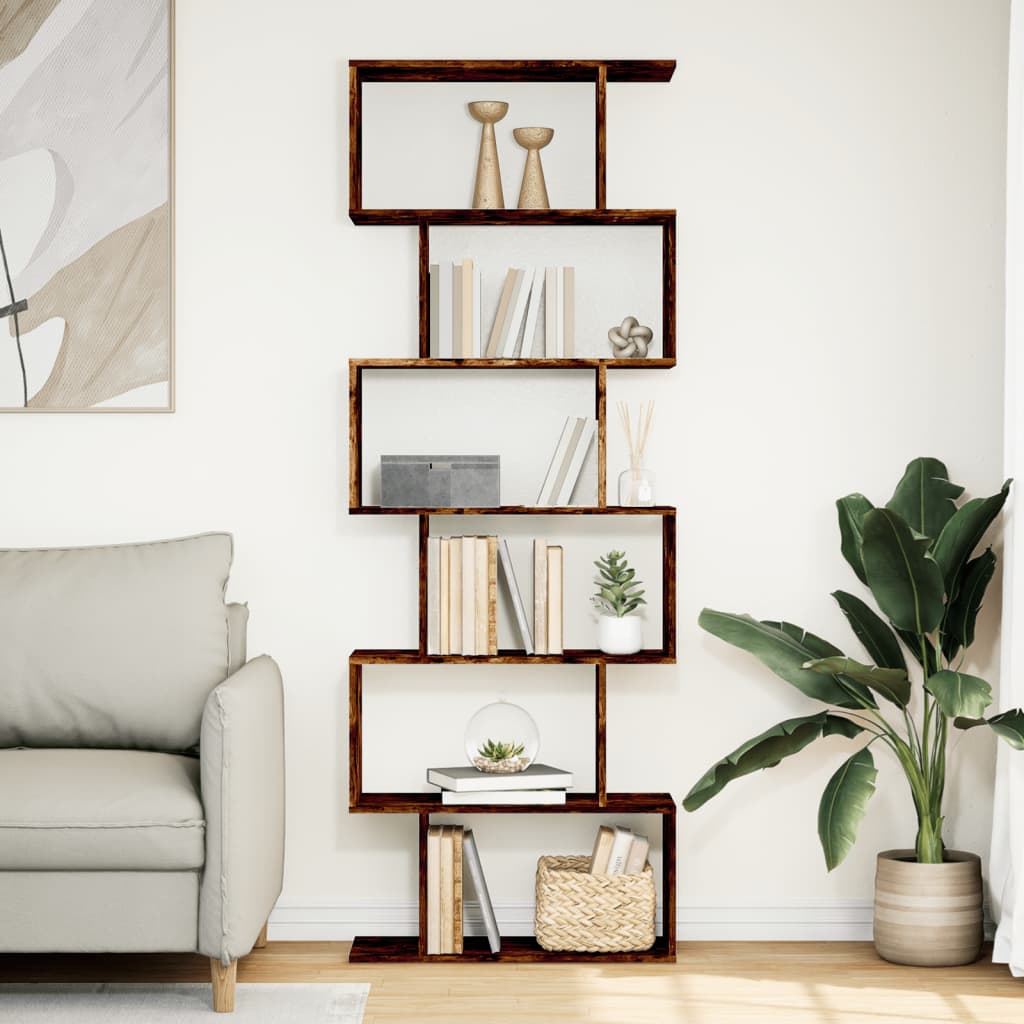 Libreria 6 Ripiani Rovere Fumo 70x24x193 cm in Truciolato | homemem39
