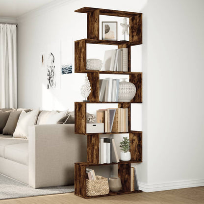 Libreria 6 Ripiani Rovere Fumo 70x24x193 cm in Truciolato | homemem39