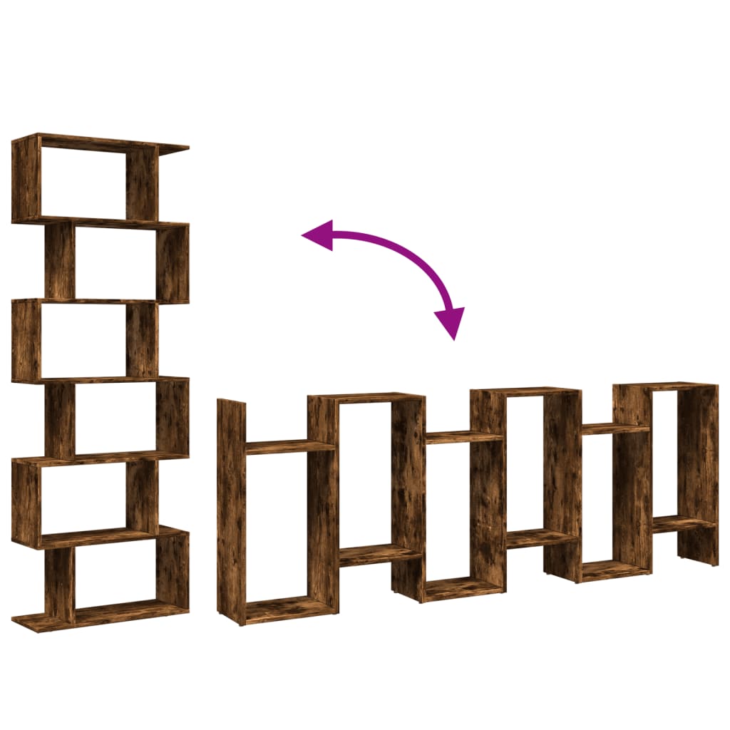 Libreria 6 Ripiani Rovere Fumo 70x24x193 cm in Truciolato | homemem39