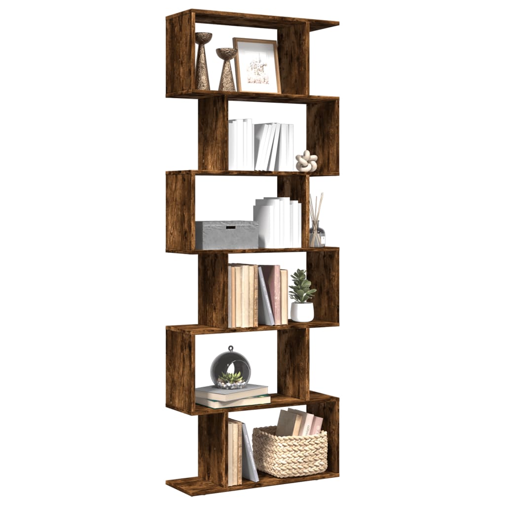 Libreria 6 Ripiani Rovere Fumo 70x24x193 cm in Truciolato | homemem39