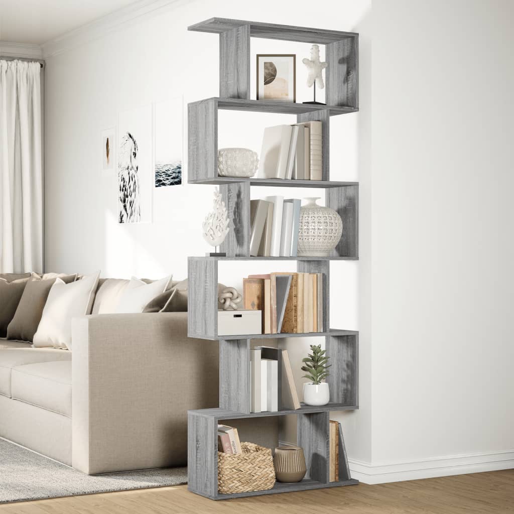 Libreria Divisorio 6Piani Grigio Sonoma 70x24x193cm Truciolato | homemem39