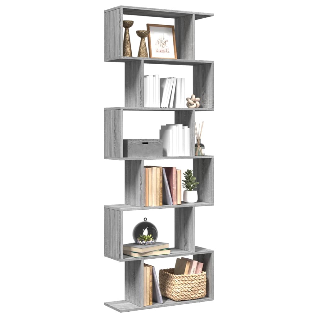 Libreria Divisorio 6Piani Grigio Sonoma 70x24x193cm Truciolato | homemem39