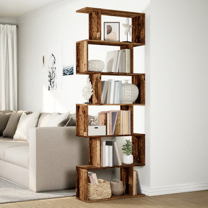 Libreria Divisorio 6Ripiani Legno Antico 70x24x193cm Truciolato | homemem39