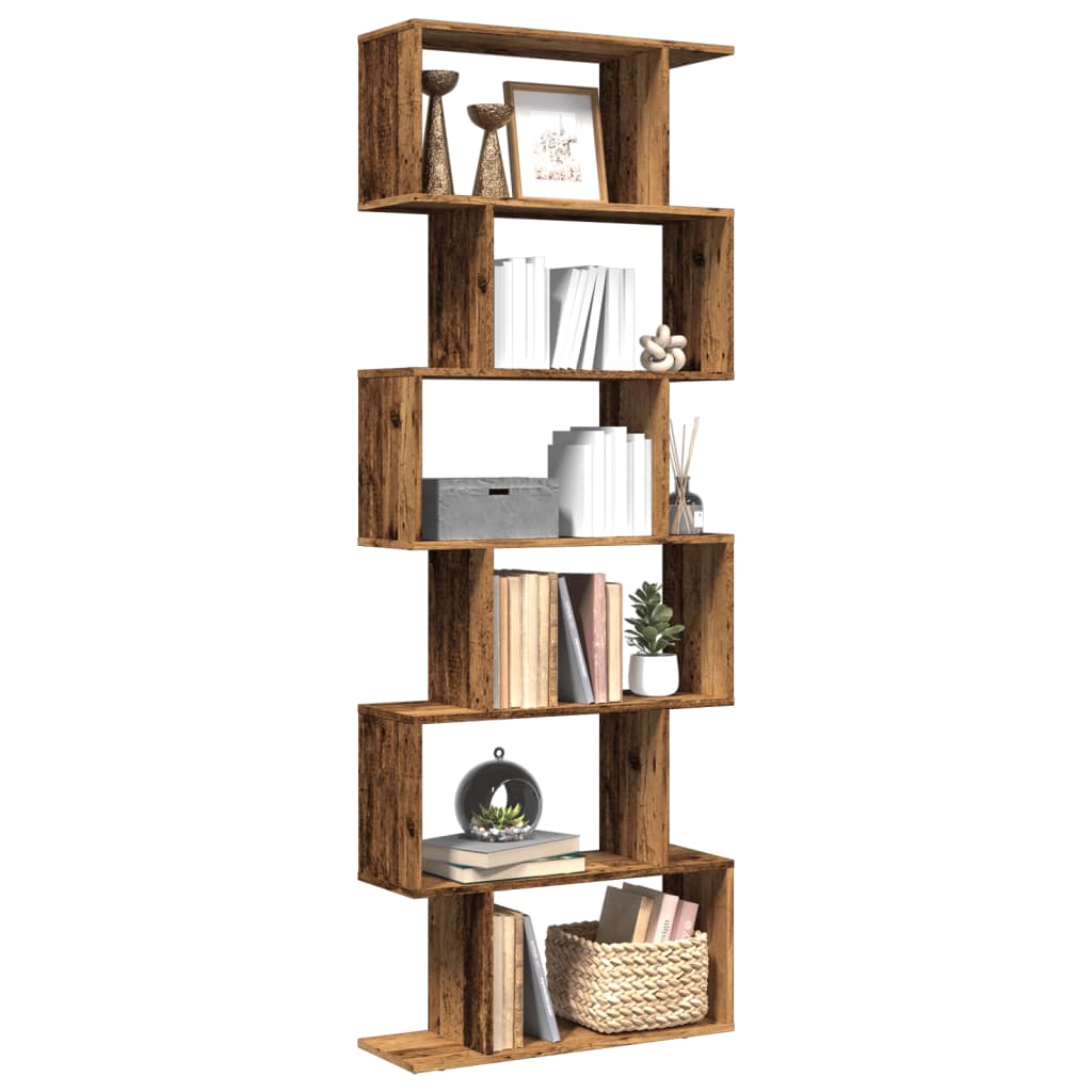Libreria Divisorio 6Ripiani Legno Antico 70x24x193cm Truciolato | homemem39