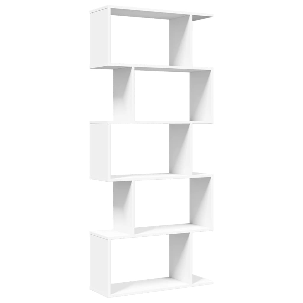 Libreria divisoria per ambienti a 5 ripiani bianca 70x24x161 cm in legno ingegnerizzato | homemem39