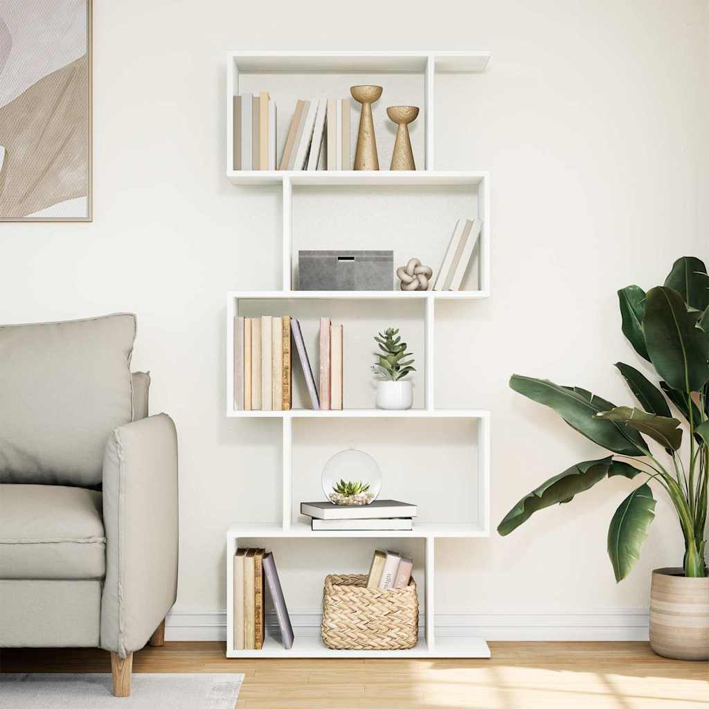 Libreria divisoria per ambienti a 5 ripiani bianca 70x24x161 cm in legno ingegnerizzato | homemem39