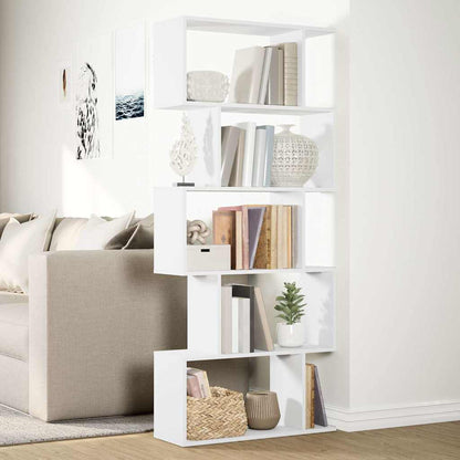 Libreria divisoria per ambienti a 5 ripiani bianca 70x24x161 cm in legno ingegnerizzato | homemem39