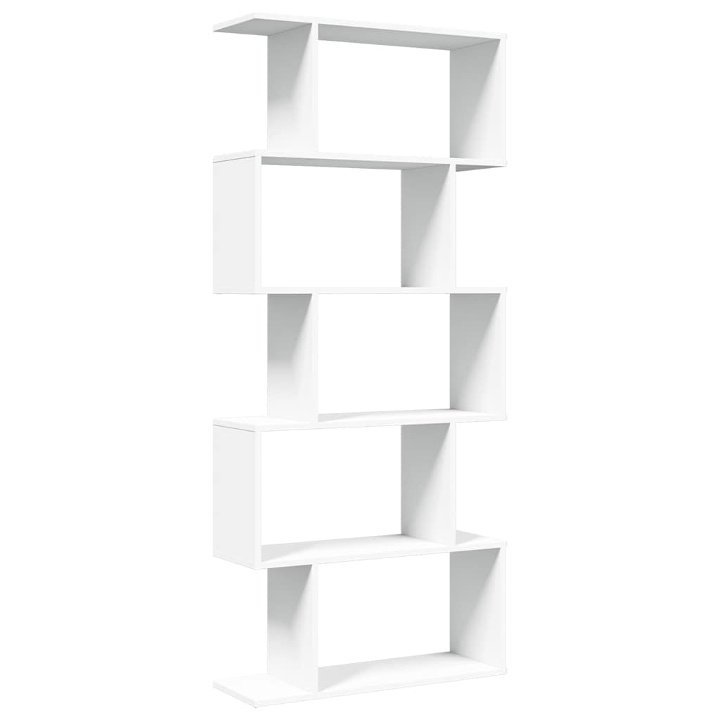 Libreria divisoria per ambienti a 5 ripiani bianca 70x24x161 cm in legno ingegnerizzato | homemem39