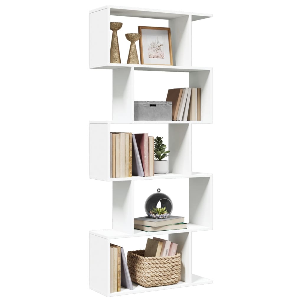 Libreria divisoria per ambienti a 5 ripiani bianca 70x24x161 cm in legno ingegnerizzato | homemem39