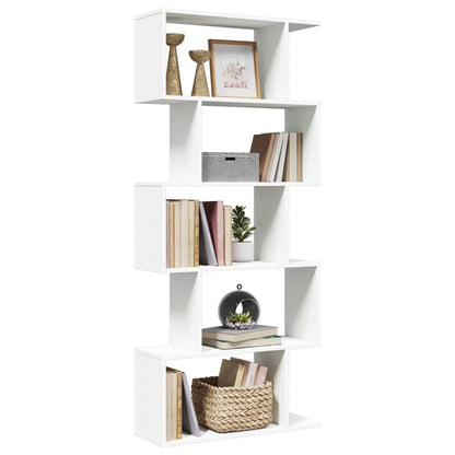 Libreria divisoria per ambienti a 5 ripiani bianca 70x24x161 cm in legno ingegnerizzato | homemem39
