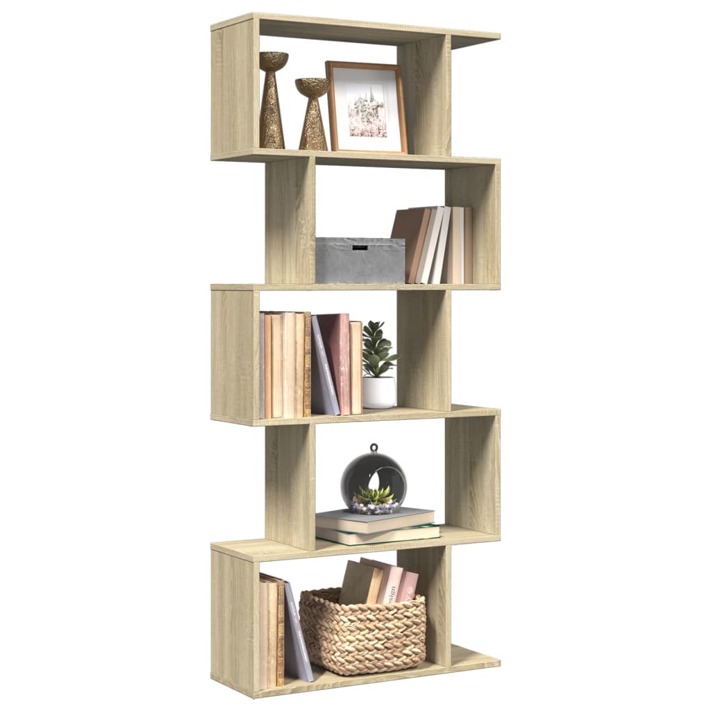 Libreria Divisorio 5 Ripiani Sonoma 70x24x161 cm in Truciolato | homemem39