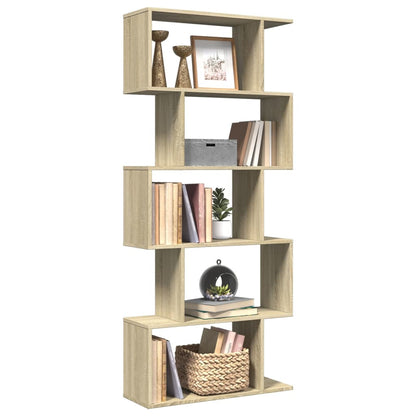 Libreria Divisorio 5 Ripiani Sonoma 70x24x161 cm in Truciolato | homemem39