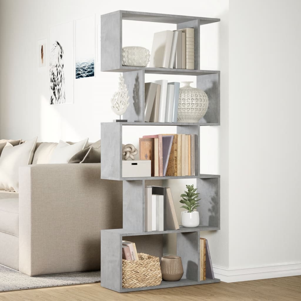 Libreria Divisorio 5Piani Grigio Cemento 70x24x161cm Truciolato | homemem39