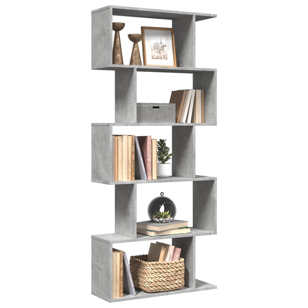Libreria Divisorio 5Piani Grigio Cemento 70x24x161cm Truciolato | homemem39
