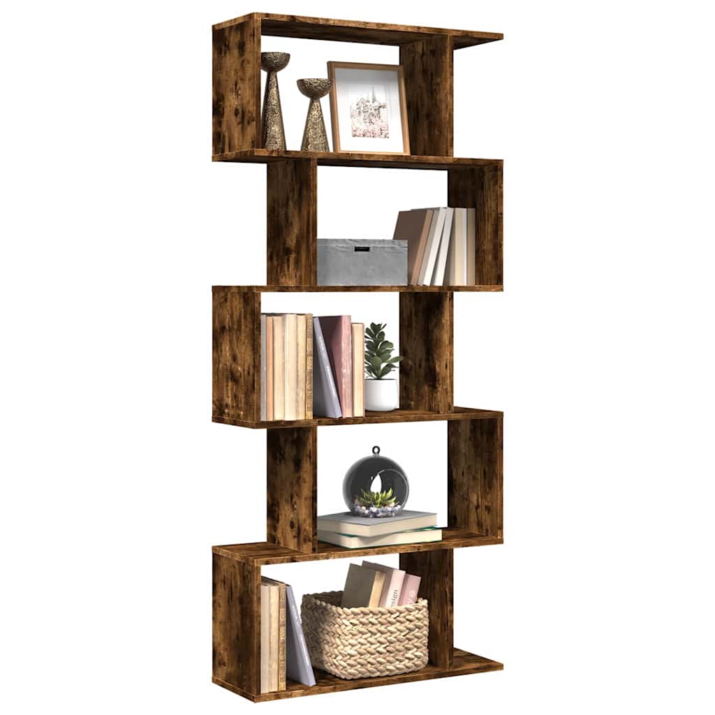 Libreria 5 Ripiani Rovere Fumo 70x24x161 cm in Truciolato | homemem39