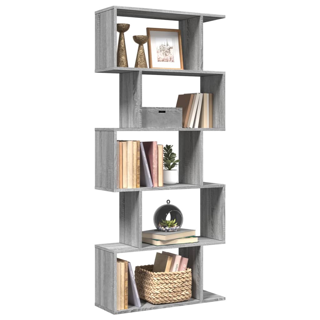 Libreria Divisorio 5Piani Grigio Sonoma 70x24x161cm Truciolato | homemem39