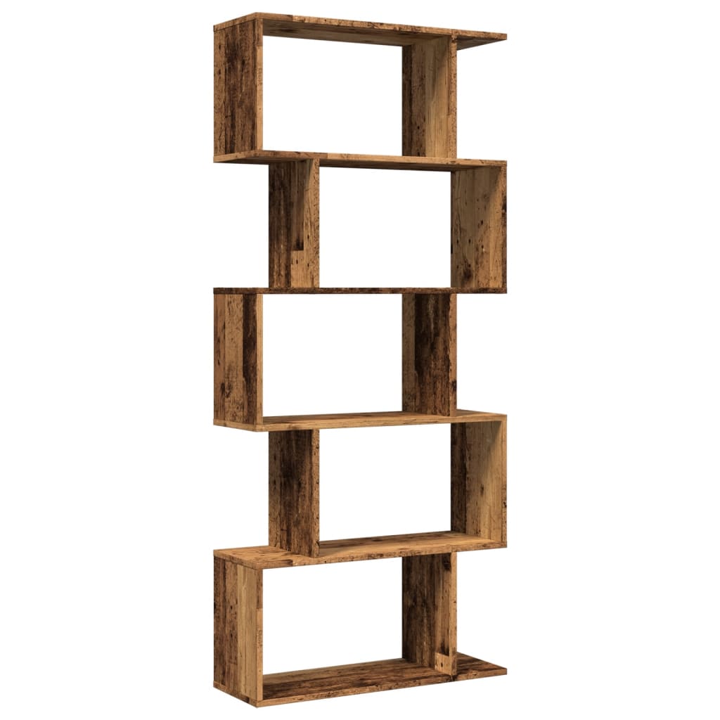 Libreria Divisorio 5Ripiani Legno Antico 70x24x161cm Truciolato | homemem39