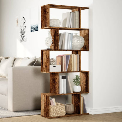 Libreria Divisorio 5Ripiani Legno Antico 70x24x161cm Truciolato | homemem39