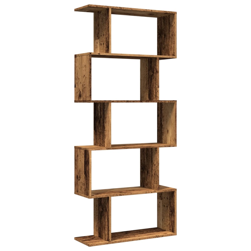Libreria Divisorio 5Ripiani Legno Antico 70x24x161cm Truciolato | homemem39
