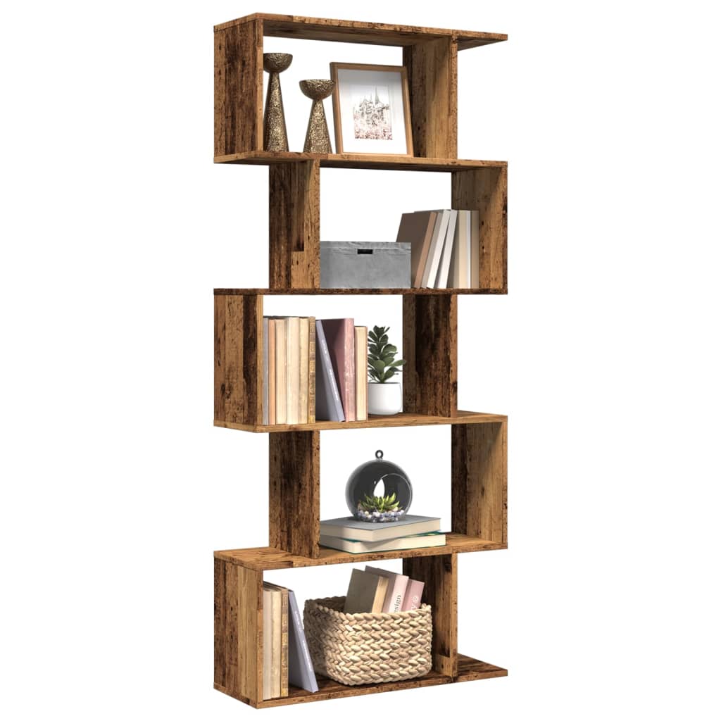 Libreria Divisorio 5Ripiani Legno Antico 70x24x161cm Truciolato | homemem39