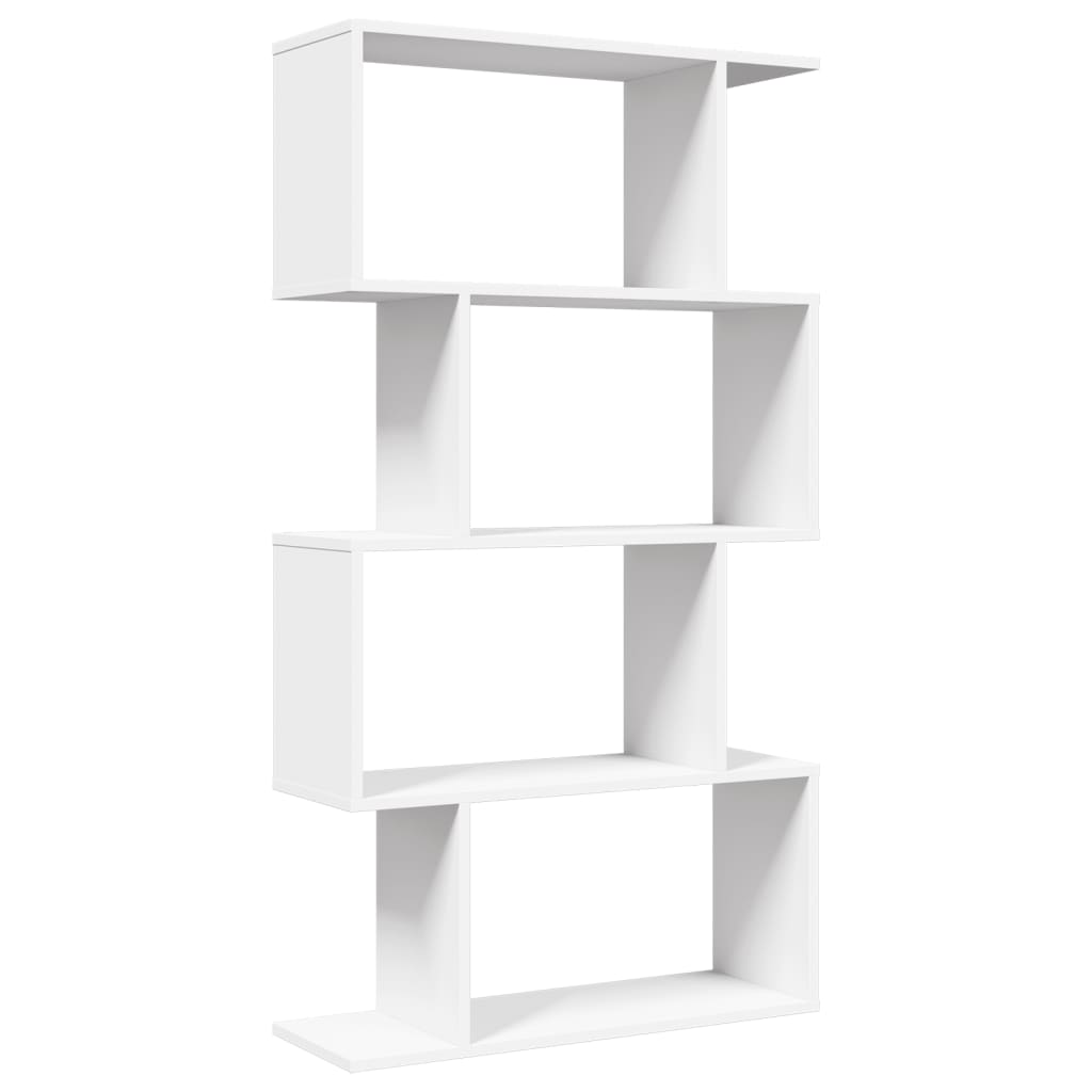 Libreria divisoria a 4 ripiani bianca 70x24x129 cm in legno ingegnerizzato | homemem39