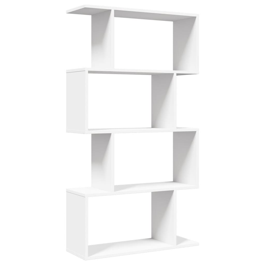 Libreria divisoria a 4 ripiani bianca 70x24x129 cm in legno ingegnerizzato | homemem39
