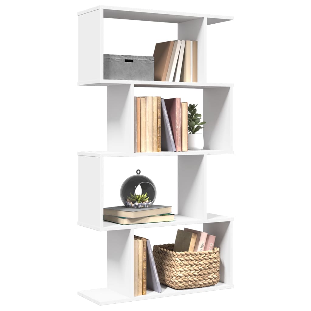 Libreria divisoria a 4 ripiani bianca 70x24x129 cm in legno ingegnerizzato | homemem39