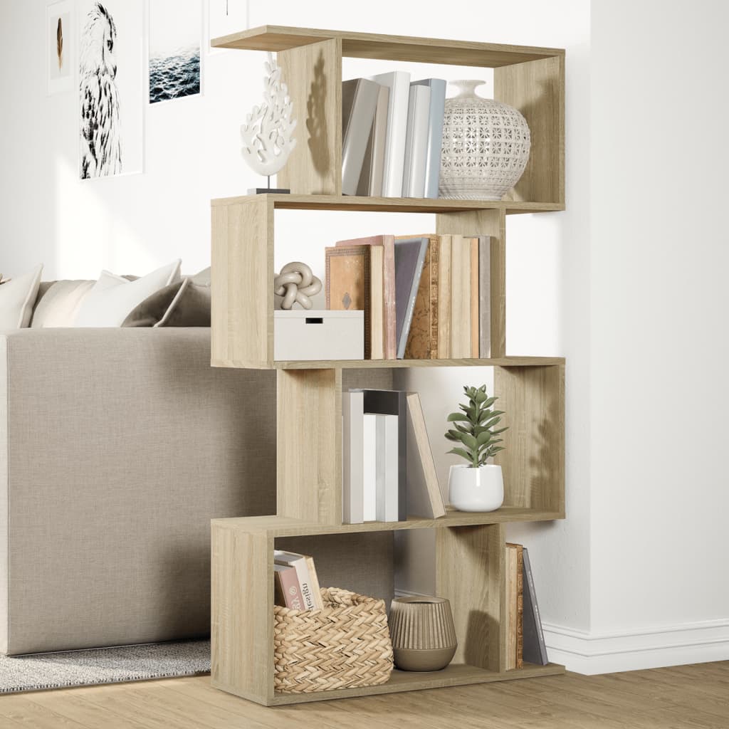 Libreria Divisorio 4 Ripiani Sonoma 70x24x129 cm in Truciolato | homemem39