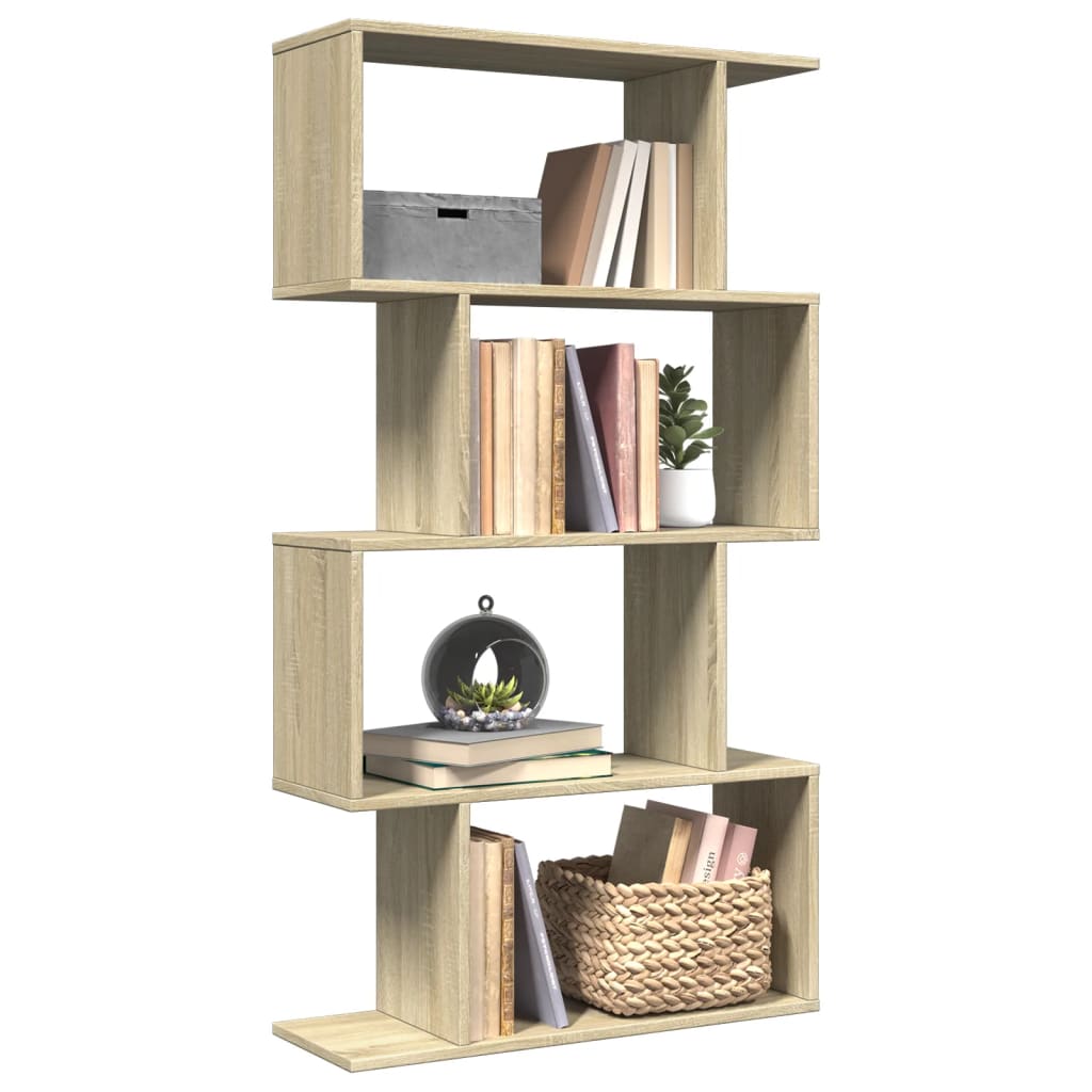 Libreria Divisorio 4 Ripiani Sonoma 70x24x129 cm in Truciolato | homemem39