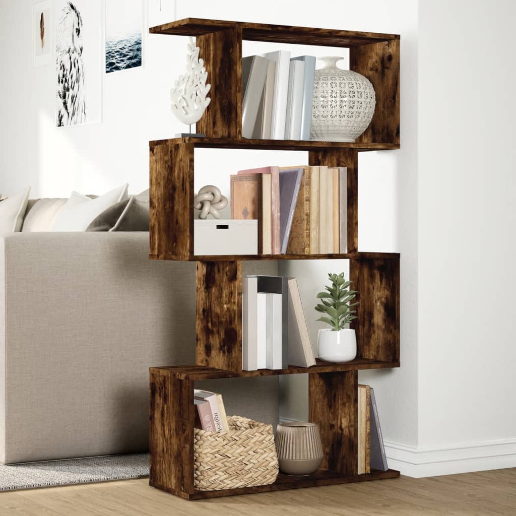 Libreria 4 Ripiani Rovere Fumo 70x24x129 cm in Truciolato | homemem39