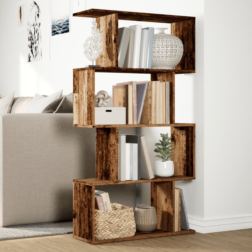 Libreria 4 Ripiani Legno Vecchio 70x24x129 cm in Truciolato | homemem39