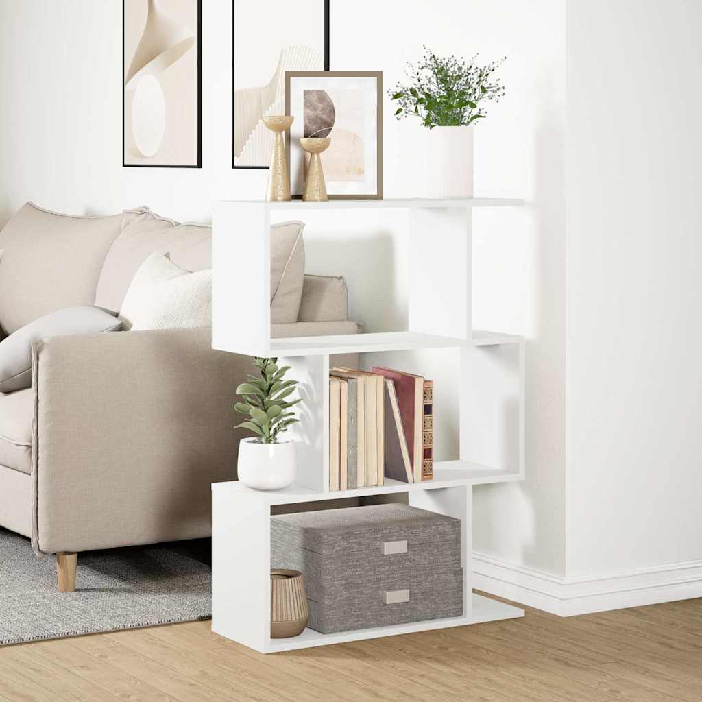 Libreria divisoria a 3 ripiani bianca 70x24x97 cm in legno ingegnerizzato | homemem39