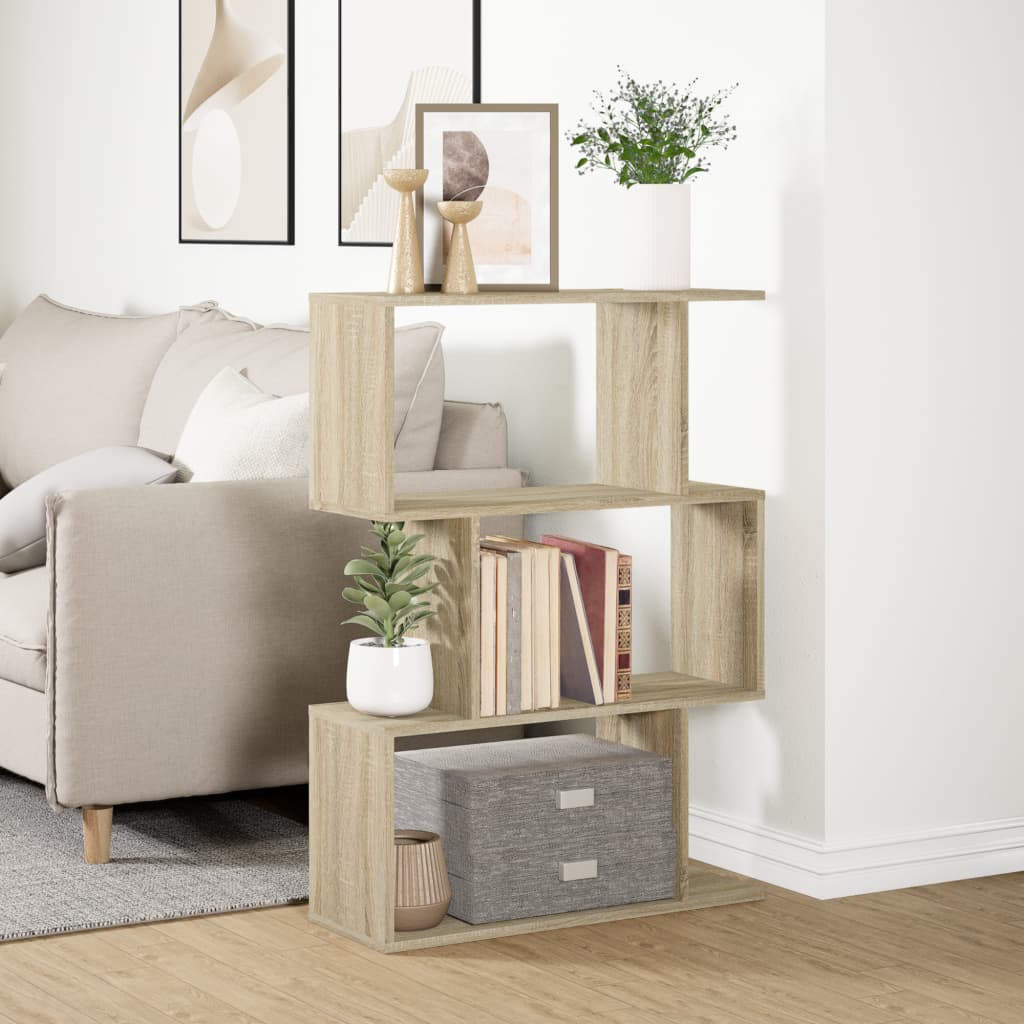 Libreria Divisorio 3 Ripiani Sonoma 70x24x97 cm in Truciolato | homemem39
