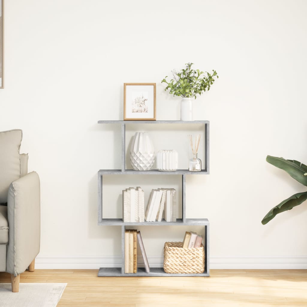 Libreria Divisorio 3Piani Grigio Cemento 70x24x97 cm Truciolato | homemem39