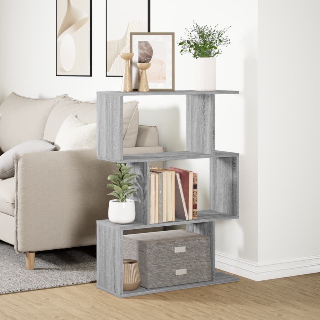 Libreria Divisorio 3Piani Grigio Sonoma 70x24x97 cm Truciolato | homemem39