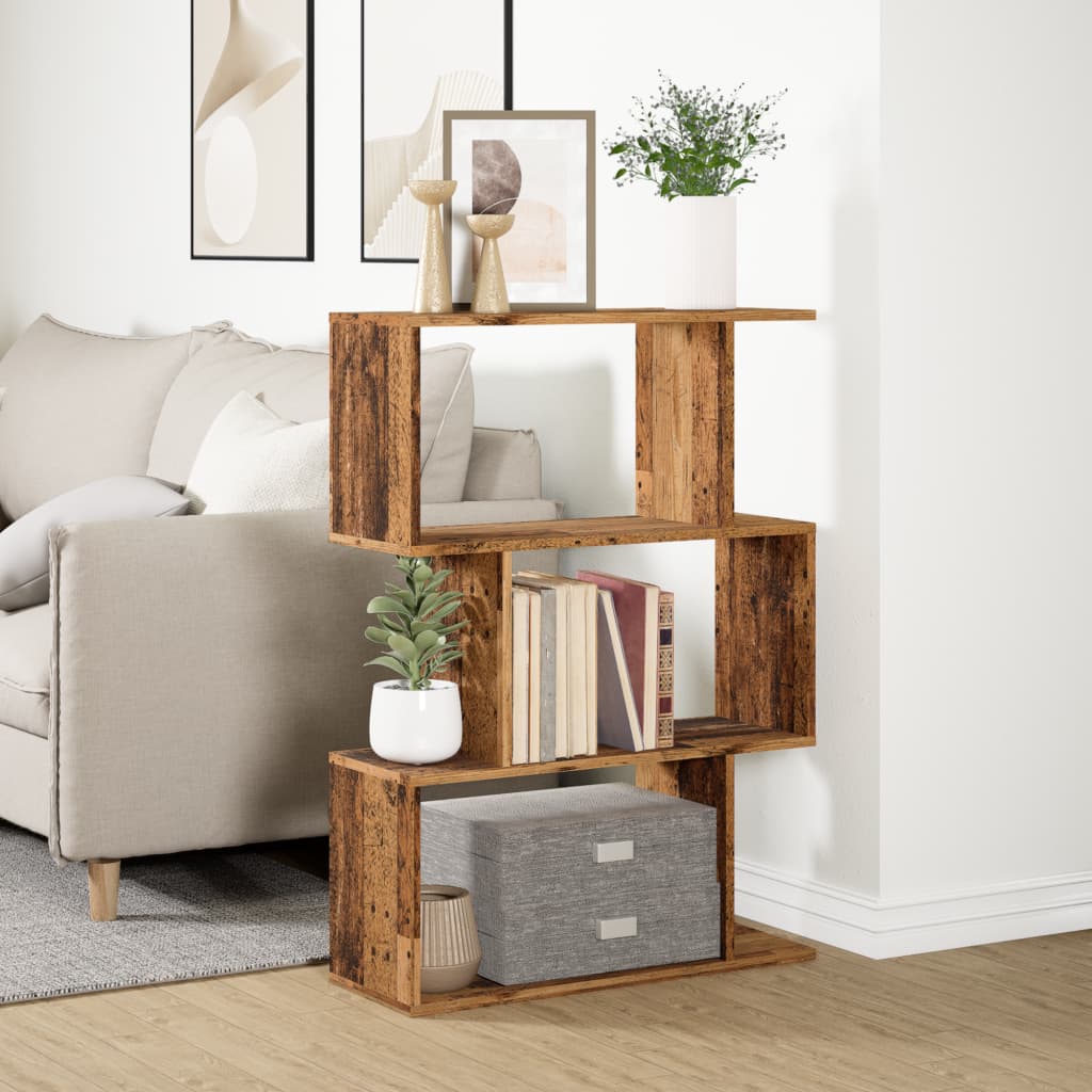 Libreria Divisorio 3Ripiani Legno Antico 70x24x97 cm Truciolato | homemem39