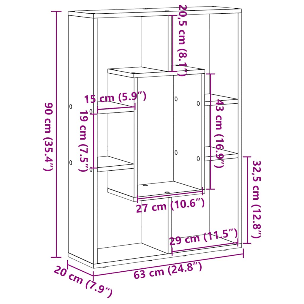 Libreria Rovere Fumo 63x20x90 cm in Truciolato | homemem39