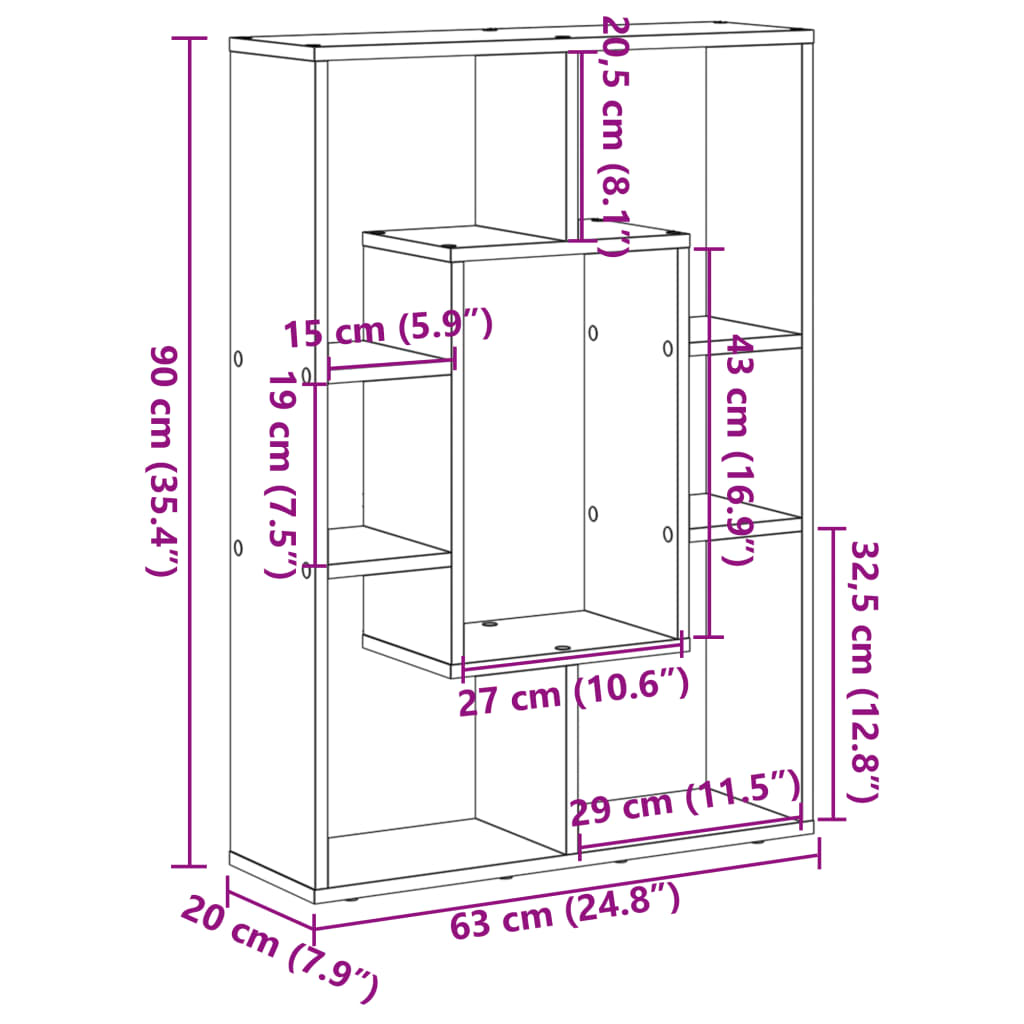 Libreria Legno Antico 63x20x90 cm in Truciolato | homemem39