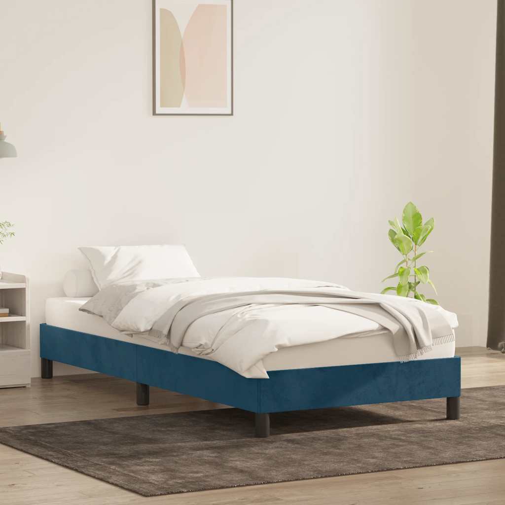 Giroletto senza Materasso Blu Scuro 100x210 cm in Velluto | homemem39