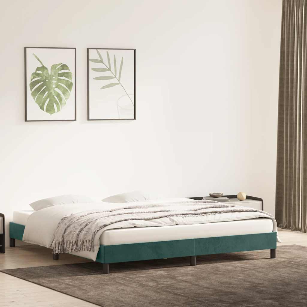 Giroletto senza Materasso Verde Scuro 200x210 cm in Velluto - homemem39