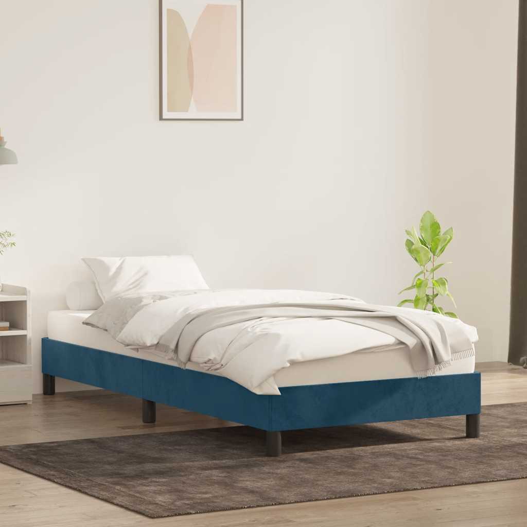 Giroletto senza Materasso Blu Scuro 100x220 cm in Velluto | homemem39