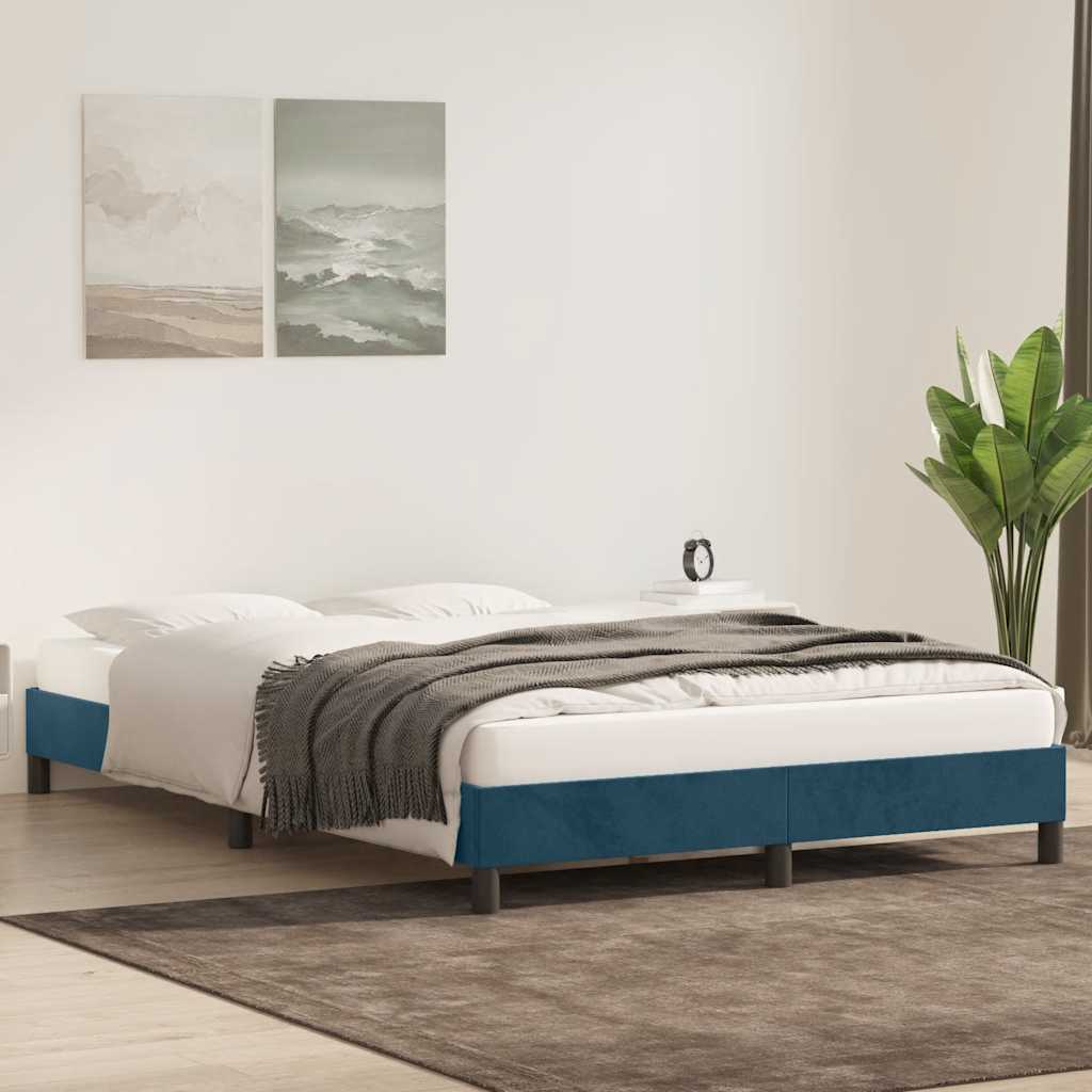 Giroletto senza Materasso Blu Scuro 160x220 cm in Velluto | homemem39