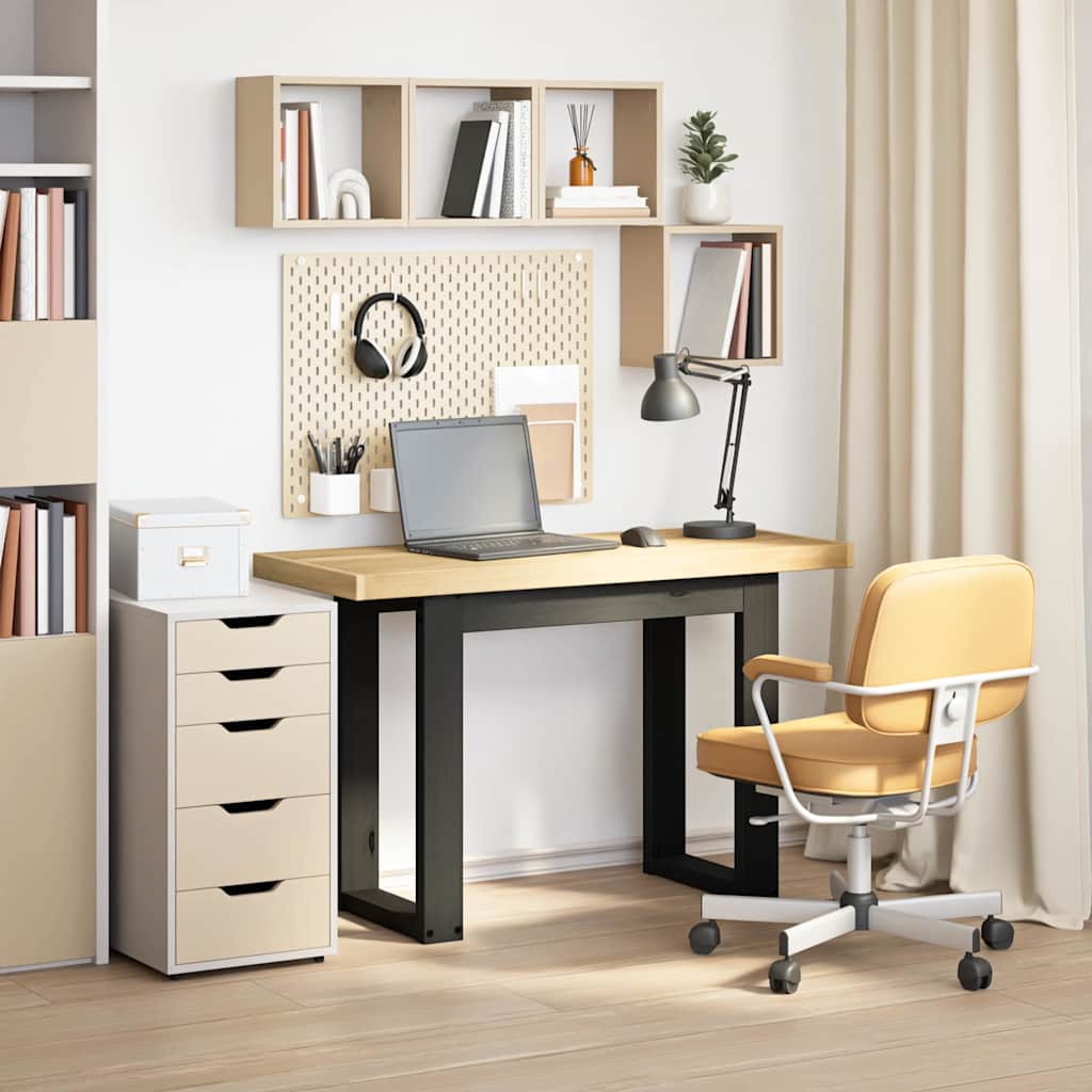 Scrivania NOAIN Gambe a Forma di U 120x50x75 cm Legno Massello - homemem39