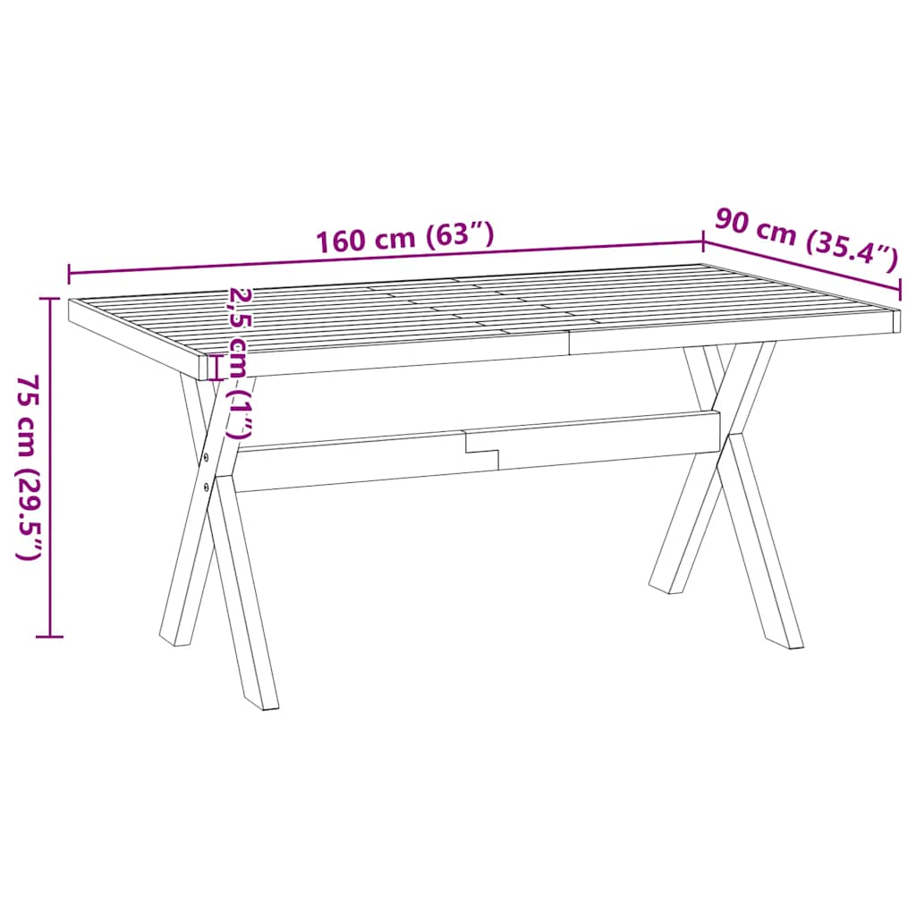 Tavolo Pranzo NOAIN Gambe a Forma X 160x90x75 cm Legno Massello | homemem39