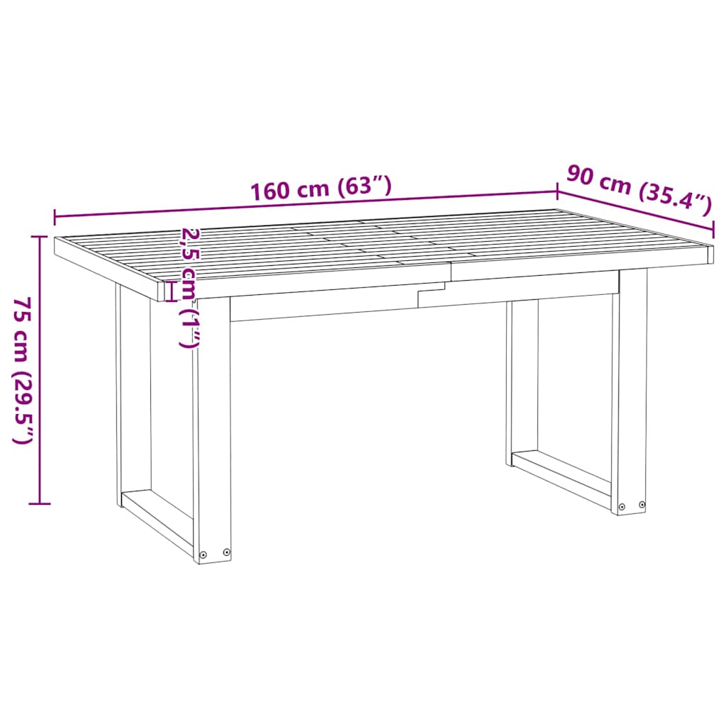Tavolo Pranzo NOAIN Gambe a Forma U 160x90x75 cm Legno Massello | homemem39