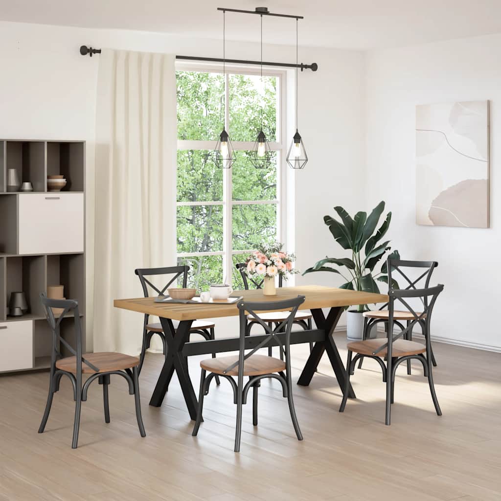 Tavolo Pranzo NOAIN Gambe a Forma X 180x90x75 cm Legno Massello - homemem39