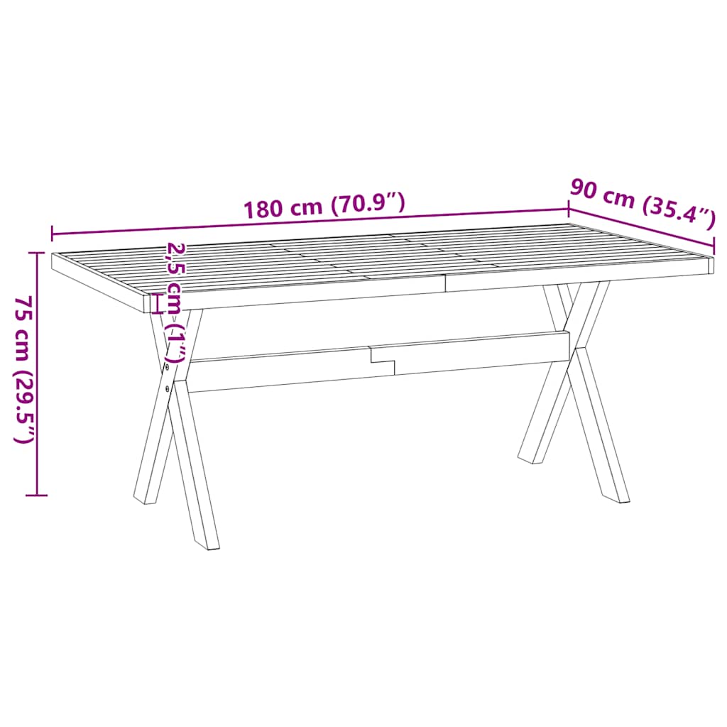 Tavolo Pranzo NOAIN Gambe a Forma X 180x90x75 cm Legno Massello - homemem39