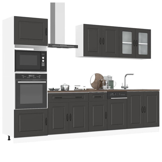 Set Mobili da Cucina 7 pz Kalmar Neri Legno Multistrato - homemem39