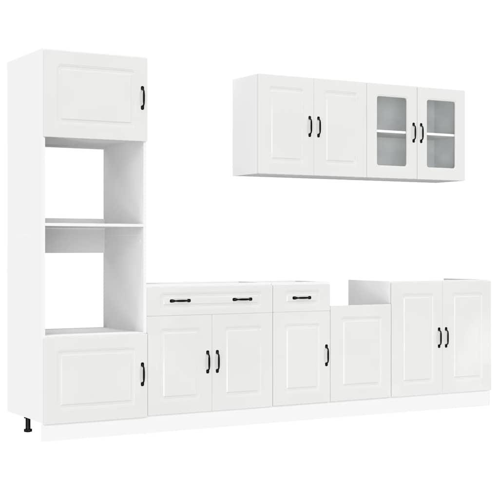 Set Mobili da Cucina 7 pz Kalmar Bianchi Lucido in Truciolato | homemem39